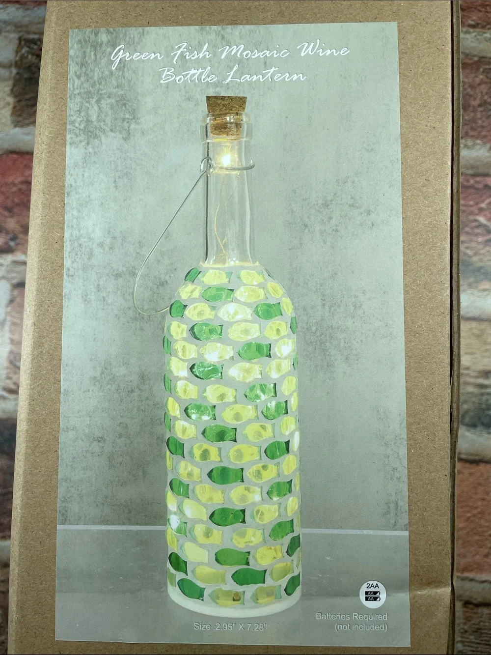 Green Fish Mosaic Wine Bottle Lantern